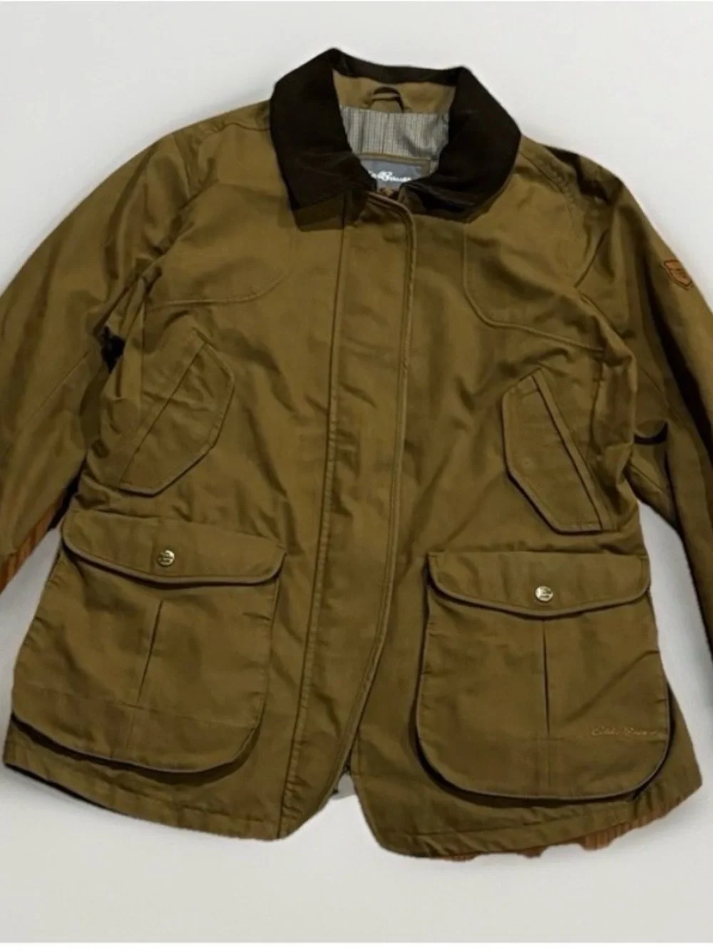 Eddie Bauer women Olive Green Waxed Cotton Barn Jacket - Classic Outdoor Coat